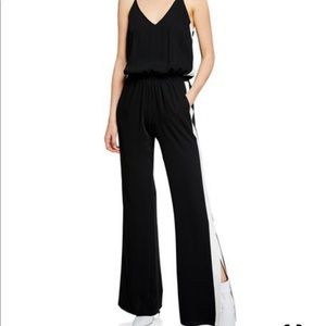 Amanda Uprichard silk black with white stripes jumpsuit